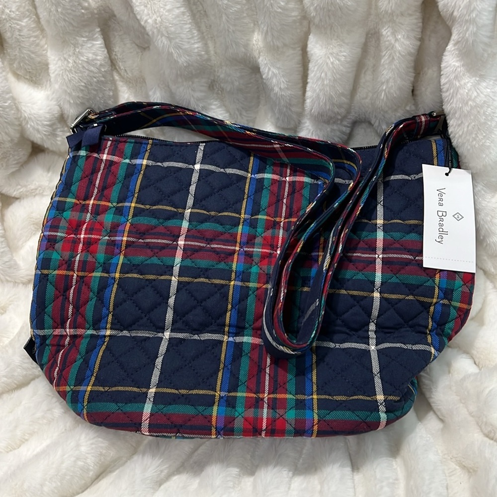 PRICE IS FIRM - Vera Bradley Plaid Scottish Terrier Bucket Crossbody Bag - Picture 3 of 7
